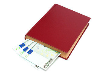 Money in book, isolated