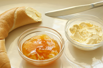 yellow plum marmelade and some french roll