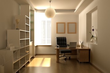 3d rendering interior of a study room