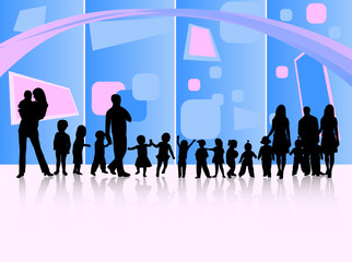 Illustration of family and abstract