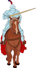 Afwasbaar Fotobehang Ridders Stockfoto - Ridder met snoek op paard geïsoleerd op background