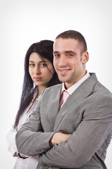 Smiling business people