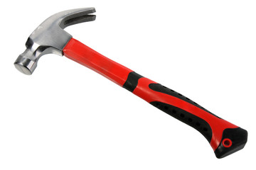 Single metal hammer with red-black handle.