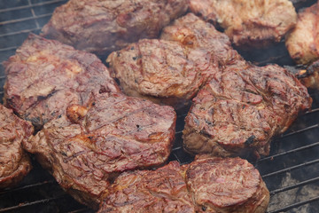 Meat on coals