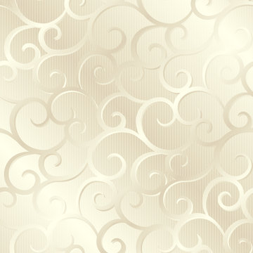 Silver beige shiny spirals texture, pattern; vector illustration