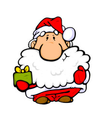 Santa with present