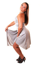 Naklejka premium Pretty girl in silver dress.