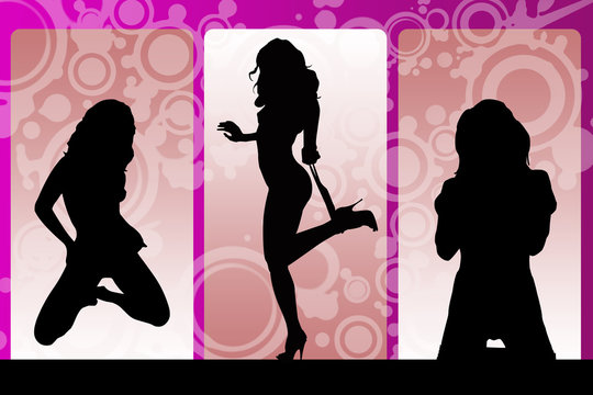 Sexy girls Silhouette on grunge background