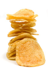 Potato chips isolated on white