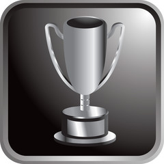 Silver trophy on black shiny web button