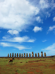 15 Moai at Ahu Tongariki, Easter Island, Chile