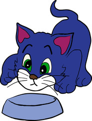 Cute cat with empty bowl