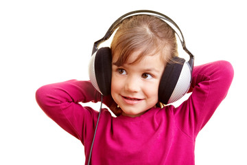 Happy girl listening to music