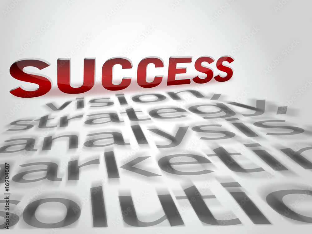 Fototapete success in 3d style with text in light background