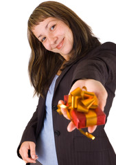 woman with gift box
