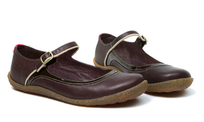 Pair of childish casual broun shoes