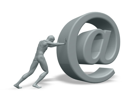 man pushes email alias
