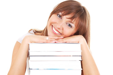 Smiling student with books