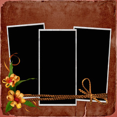 vintage background with frame and flowers
