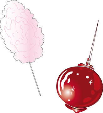Liebesapfel, Paradiesapfel, Zuckerwatte, Kirmes
