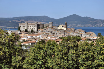 Panorama di Bracciano con il Castello Odescalchi, Lazio, Italia