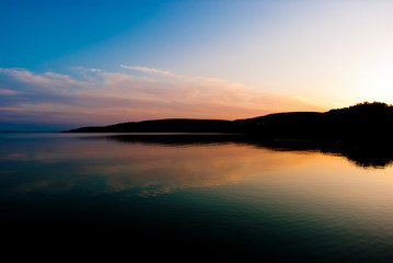 Obraz premium sunset at lake balaton