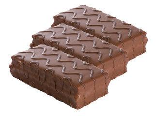 Chocolate bars isolated on white background
