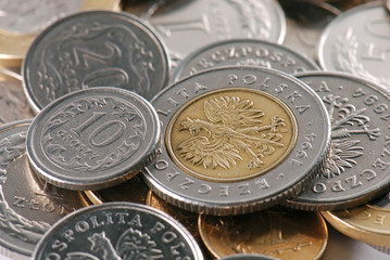 Polish coins in close-up - obrazy, fototapety, plakaty