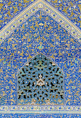 tiled background, oriental ornaments from Isfahan Mosque, Iran