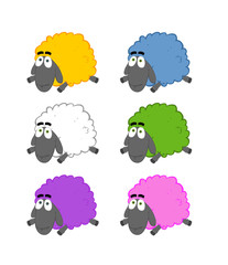 Six Multicolored Sheep