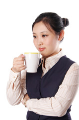 Young business woman enjoy coffee time