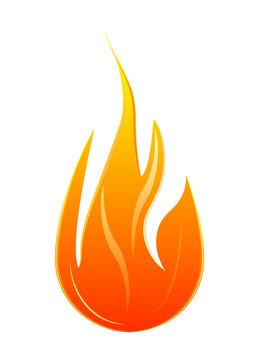 Flame, fire over white background