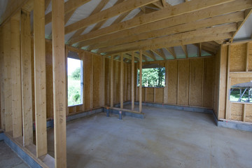 part of a wood house construction