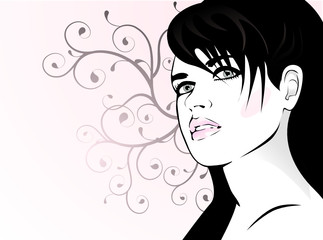 fashionable  woman With floral element