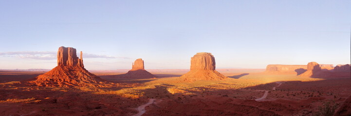 Colored Monument Valley during sunset
