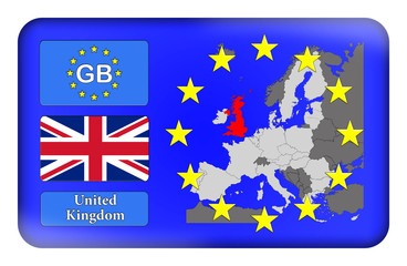 3D-Button Europäische Union - Vereinigtes Königreich