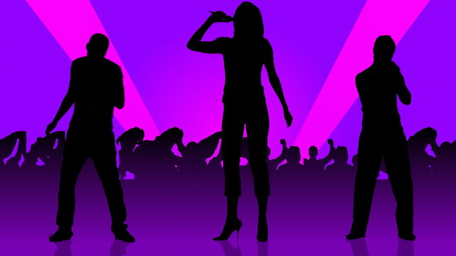 Human silhouette singing in a concert