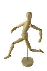 Mannequin en bois sur fond blanc