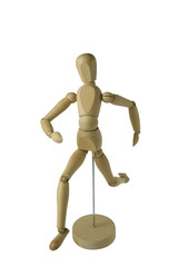 Mannequin en bois sur fond blanc