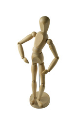 Mannequin en bois sur fond blanc