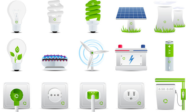 Energy and electricity icons set