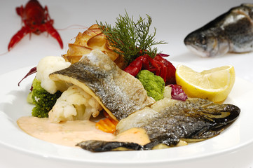 Grilled trout w cream sauce