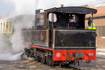 Fototapeta na wymiar Petit train à vapeur de la Baie de Somme
