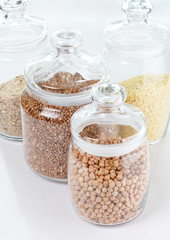 grains and cereals in the glassy jar