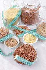 grains and cereals in the glassy jar