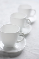 Three white cups.