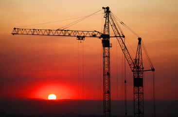 Cnstruction site on sunset.