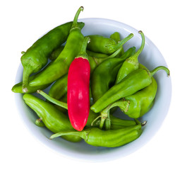 Red and green hot chili peppers