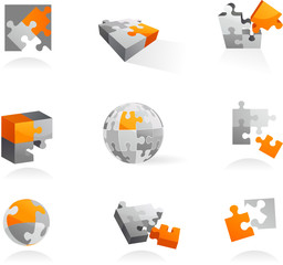 Set of vector puzzle icons and logos  - 1