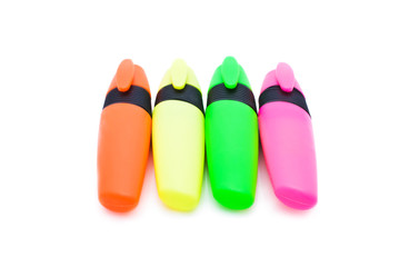 close up of various pencils on white background